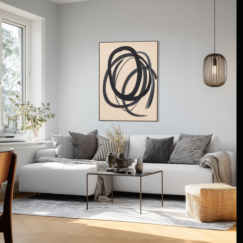 Circles, Painting, H100xW80xD3,8cm, Black(Brown